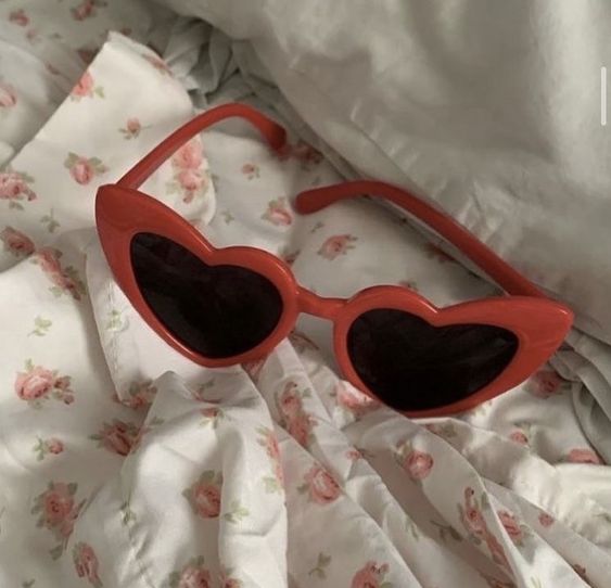 Red 22 Heart Sunglasses Vintage Acrylic Glasses